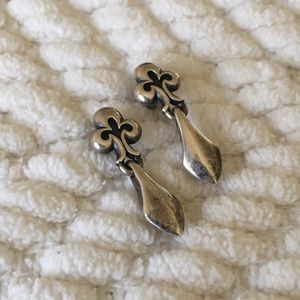 RARE Retired James Avery Fleur De Lis Silver Earrings